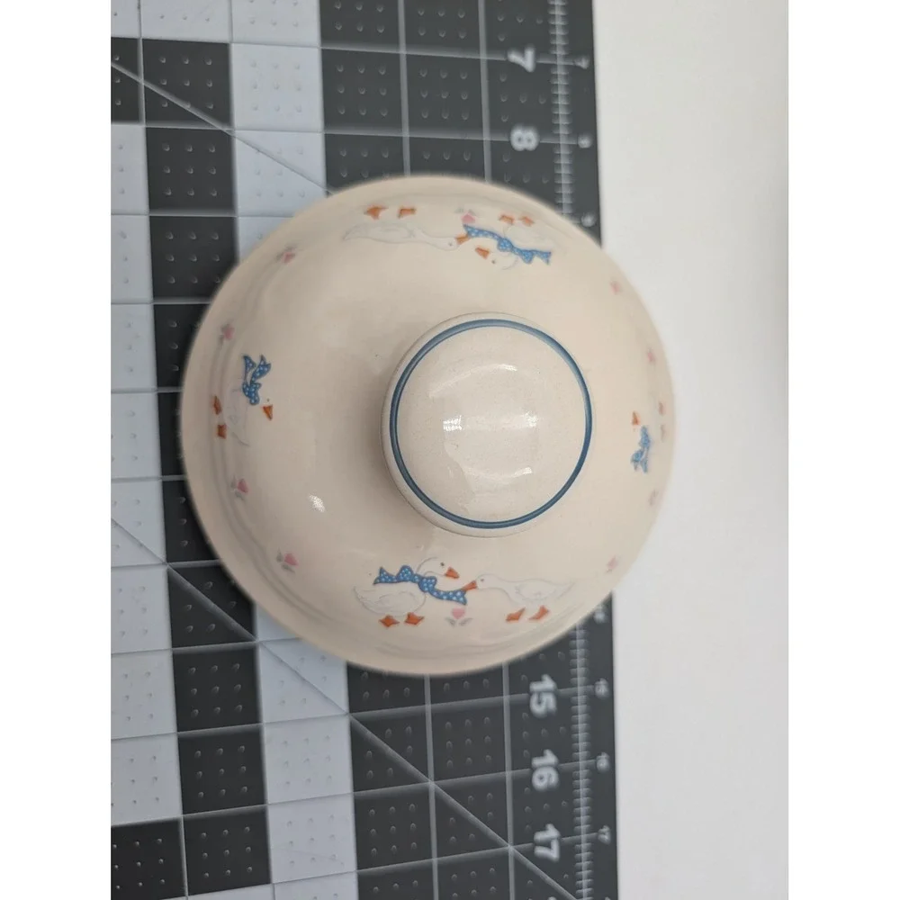 Tienshan Canister Cream Aunt Rhody Country Goose Stoneware Jar Lid 10 in